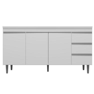 Imagem de Balcão De Pia Cozinha 3 Portas 150 Cm Branco S/Tampo