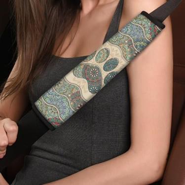 Imagem de SEANATIVE Capa de cinto de segurança automotiva retrô Dogs Paw almofada de ombro para uma mochila de condução mais confortável almofada de ombro para cinto de segurança de carro capa de almofada