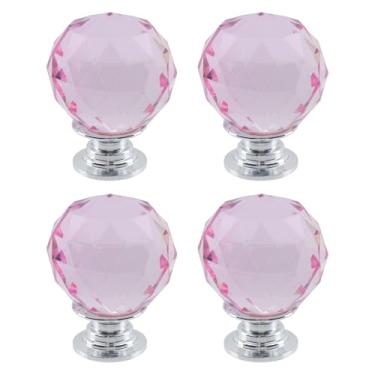 Imagem de Dahszhi 4 peças diamante esférico 1,18"/30 mm puxador de cristal puxador de armário gavetas armário cômoda estante guarda-roupa, prata-rosa