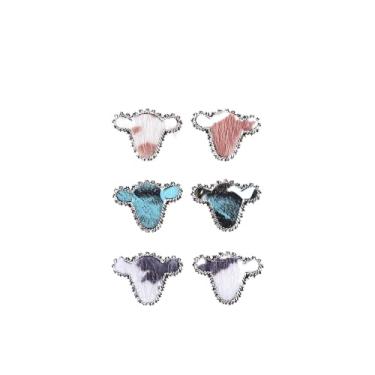 Imagem de Brincos de cabeça de gado ocidental para mulheres de couro com cabeça de vaca estilo country retrô cowgirl touro brinco étnico Y2K boêmio acessórios de joias de vaqueira ocidental, Liga de aço, Sem