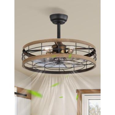 Imagem de Ventilador de teto LEDIARY 22" Industrial Cage Light Remote de 6 veloc