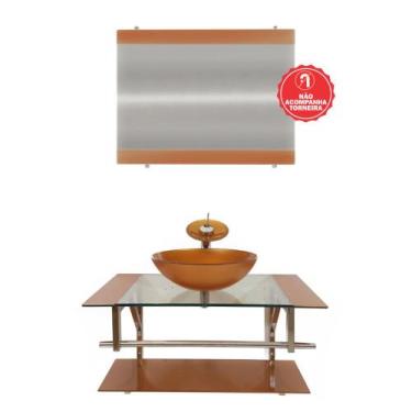 Imagem de Gabinete de Vidro 80cm para Banheiro Noruega - EKASA, Dourado Real