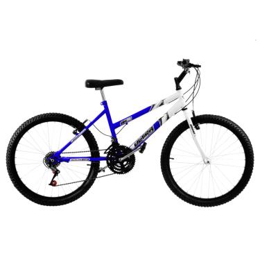 Imagem de Bicicleta de Passeio Ultra Bikes Esporte Bicolor Aro 24 Reforçada Freio V-Brake – 18 Marchas Azul/Branco
