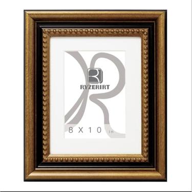 Imagem de RYZERIRT Moldura de madeira de 20 x 25 cm, para exibição de imagens 12 x 18 cm com tapete ou 20 x 25 cm sem tapete, molduras douradas para pôster, moldura para pendurar na parede 06