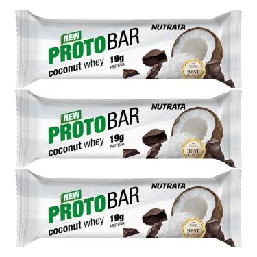 Imagem de Kit 3X Barra Protobar Whey - 1 Unidade 70g Coconut - Nutrata-Masculino
