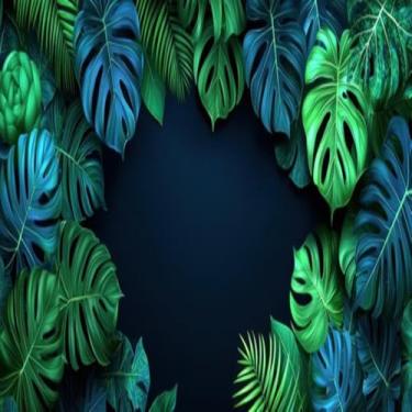 Imagem de Quadro Decorativo Lush Tropical Leaves Múltipla Cores para Sala Quarto e Escritório 30x30cm