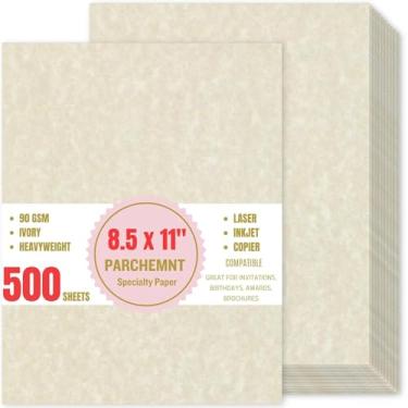 Imagem de Papel pergaminho para certificados, currículos, diplomas, papelaria texturizado 100 GSM, adequado para impressora (marfim, 21,6 x 28 cm) (marfim, tamanho carta - 500 unidades)