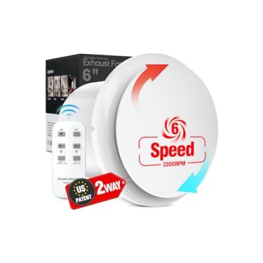 Imagem de Exaustor de banheiro de 15 cm com controle remoto, bidirecional, 6 velocidades, atualizado, potente ventilador de ventilação de baixo ruído, motor CC 3000 RPM DC, ventiladores de ventilação doméstica