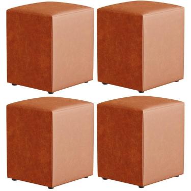 Imagem de Kit 04 Puffs Quadrado L02 Couríssimo Camel