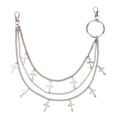 Imagem de Qiansail Calças cruzadas em camadas, corrente de jeans, corrente de jeans, chaveiro, cintura e acessórios de joias para homens e mulheres, One Size, Liga metálica, Sem Pedra Preciosa