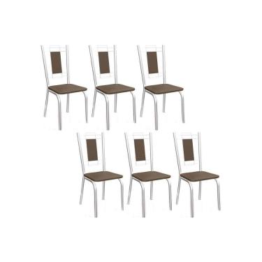 Imagem de Kit 6 Cadeiras De Cozinha Florença 2c005 Aço 6 Uni Cromado Marrom 21