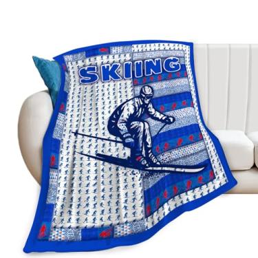 Imagem de Cobertor de esqui, cobertor de esqui, presentes de esportes de esqui, cobertores de flanela de lã para homens, meninos, mulheres, amantes de adultos, roupa de cama macia, presente para sofá-cama