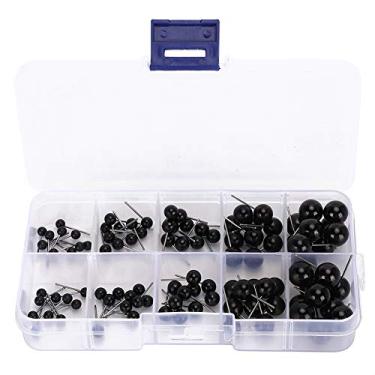 Imagem de Olhos de boneca DIY tipo alfinete Preto Materiais feitos à mão Artesanato Peças de brinquedos educativos Plástico 100 peças Olhos de boneca para amantes de DIY e crianças Educação