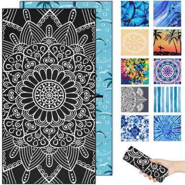 Imagem de Margelife Toalhas de praia de microfibra à prova de areia para adultos – Acessórios de praia de secagem rápida para viagem, piscina, ioga, cobertor essencial, itens essenciais, itens essenciais