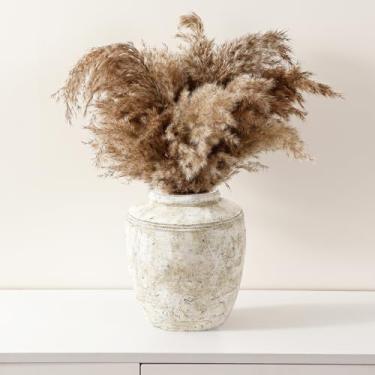 Imagem de Vaso de cerâmica rústico para decoração de casa, vasos de flores decorativos de terracota para grama dos pampas, ramo de flores secas, sala de estar, cozinha, mesa de mesa, prateleira, 18 cm de altura