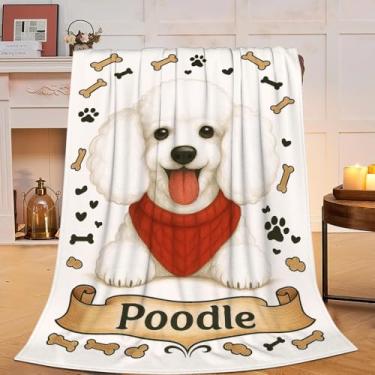 Imagem de Cobertor de poodle, presentes para mulheres, meninas, cobertor de cachorro fofo para amantes de cães, flanela macia, aconchegante, felpudo, felpudo, quente, roupa de cama para crianças e adultos, 102