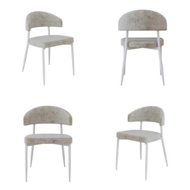 Imagem de 4 Unidades Cadeira Bless Fixa C/4 Pés 53 X 55 X 78cm Pés Brancos. Lautrec Off White Lautrec Off White