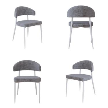 Imagem de 4 Unidades Cadeira Bless Fixa C/4 Pés 53 X 55 X 78cm Pés Brancos. Lautrec Cinza Lautrec Cinza