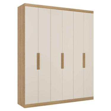 Imagem de Guarda Roupa Casal Milan 6 Portas Capuccino Off White Acetinado - Thb