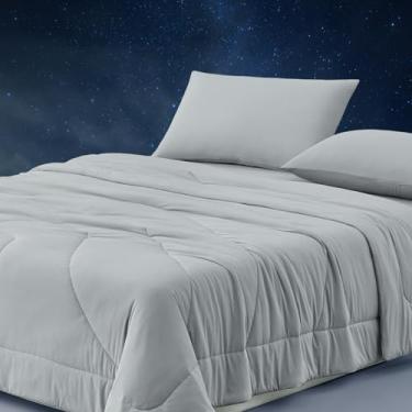 Imagem de Dream Valley Edredom Twin GG, ultramacio e aconchegante com tecnologia Outlast inspirada na NASA, cobertor leve para todas as estações, cinza claro, 172 x 228 cm
