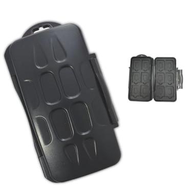 Imagem de Estojo para cartão de memória, impermeável, à prova de choque, organizador para 12 cartões SD + 12 cartões micro SD CF, caixa de armazenamento portátil compacta para câmeras e telefones drones (preto)