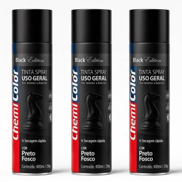 Imagem de Kit 03 Tintas Spray 400ml Para Uso Geral Multiuso Secagem Rápida - Chemicolor