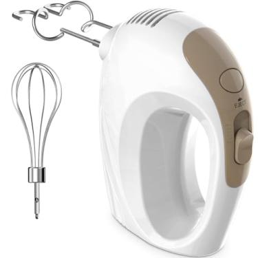 Imagem de Batedeira manual, batedor de bolo elétrico de 5 velocidades, autocontrole/Turbo Boost com 5 acessórios de aço inoxidável, batedor de alimentos para pão de bolo (tamanho único)