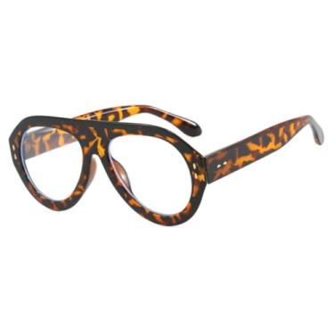 Imagem de Óculos de sol vintage femininos para homens, óculos de sol de grife de luxo, armação punk anti-luz azul (transparente de leopardo)