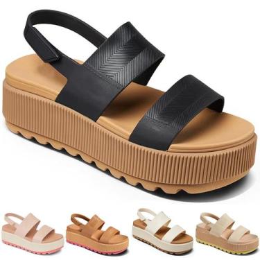 Imagem de Sandálias hexnart Fashion Platform  preta tamanho 44