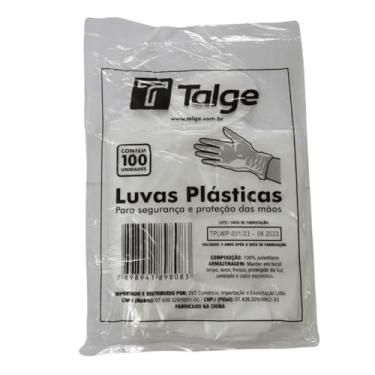 Imagem de Luva Descartável De Plástico Tamanho M Com 100 Unidades Talg