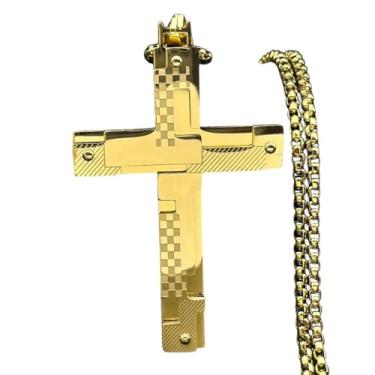 Imagem de TIRROMAJA Novo colar com pingente de cruz de Jesus Cristão 2025 para mulheres e homens, aço inoxidável, cor dourada, crucifixo masculino, corrente punk, joias, colar, decoração hombre, joias