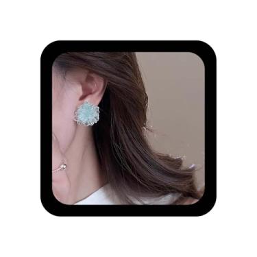 Imagem de Xduargs Brincos de flor de acrílico Boho de resina acrílica vintage flor floral brinco floral de casamento para mulheres (azul), Zinco, Sem pedra preciosa