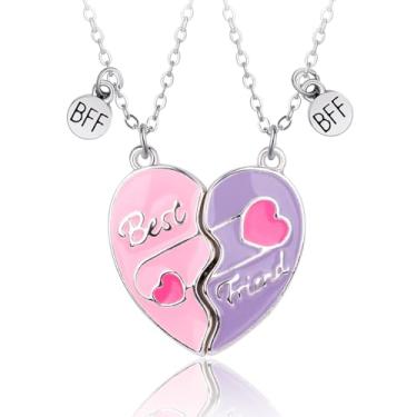 Imagem de Saalort Colar Best Friends para 2, pingente magnético de coração combinando, presente de amizade para mulheres, Medium, Zinco, Zircônia cúbica