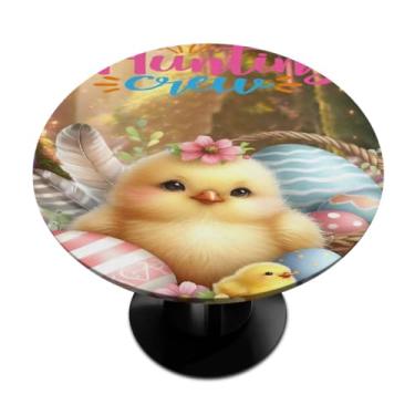 Imagem de hongjinglin Toalha de mesa redonda com borda elástica de Páscoa, toalha de mesa redonda limpável para ambientes internos e externos, pátio, jantar, cozinha, festival, decoração para mesas de 101 a 111