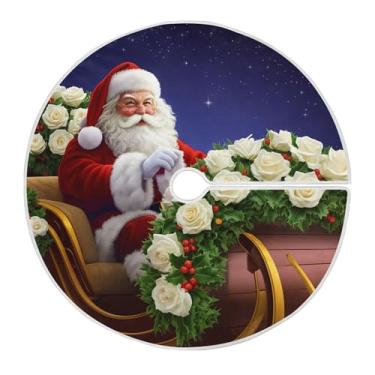 Imagem de SEHANY Saia para árvore de Natal, 91 cm, Papai Noel, vermelha, decoração de árvore de Natal, tapetes para decoração de festa de Natal em casa