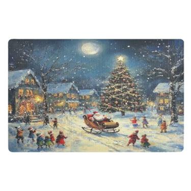 Imagem de SEHANY Tapete de porta de inverno Papai Noel Natal para todos os climas, impermeável, secagem rápida, bem-vindo, tapete de entrada antiderrapante, tapete decorativo de poliéster para entrada, varanda