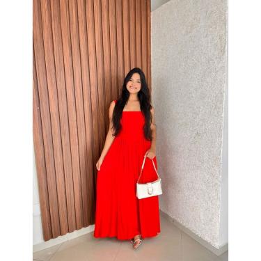 Imagem de Vestido De Alça Midi Amarração Nas Costa Decote Quadrado