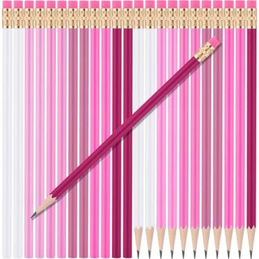 Imagem de Weekgrat 24 lápis redondos HB lindos lápis a granel para escola grafite lápis de cor de madeira com borracha para desenhar, esboçar, casamento, escola, material de professor, recompensa de estudante