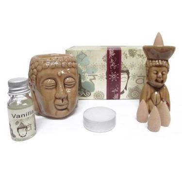 Imagem de Kit Presente Rechaud de Cerâmica Buda com Essência de Baunilha 5ml e I