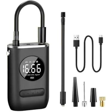 Imagem de Calibrador Compressor Bomba De Ar Portátil Digital Mini Com Lanterna LED para Encher Pneus de Carro, Moto, Bike, Bicicleta, Bola e Piscina Inflável