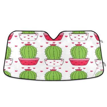 Imagem de SEHANY Pára-brisa de carro cacto planta verde para-sol dobrável janela frontal protetor de viseira solar para carro, SUV, caminhão - Mantenha o veículo fresco, 137 x 81,5 polegadas