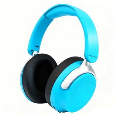 Imagem de Anjetsun Wireless Over Ear Headphones with Mic, 80H Playtime & 800mAh Fast Charge, ANC Noise Cancelling & Transparency Mode, Over The Head Headphones for Work Travel(Clear Sky Azure)