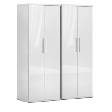 Imagem de Kit Com 2 Armários Multiuso 2 Portas 4 Prateleiras, Lavanderia, Escritório, Quarto(2 Branco)