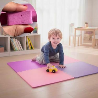 Imagem de Kit 4 Placas Tapete Tatame EVA 50x50cm 20mm 8 Bordas Emborrachado Exer