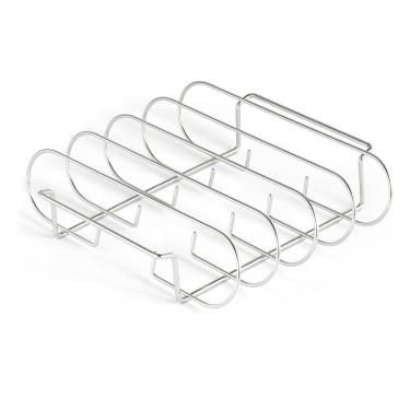 Imagem de Racks de costela para grelhar - Suporte vertical grande de aço inoxidável com 4 compartimentos | Suporte de torrador de peru, para cozinha doméstica, piquenique, acampamento ao ar livre