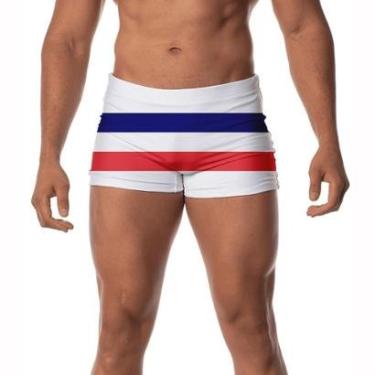 Imagem de Sunga Branca Masculina Listras Surfista Original Proteção W2-Masculino