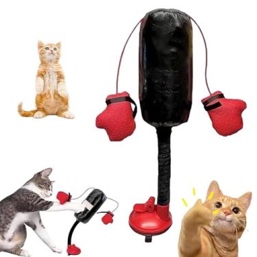 Imagem de Brinquedo Interativo de Boxe para Gatos Bolsa Boxeador com Ventosa Brincadeira Gatito - Protege Móveis Reduz Arranhões M