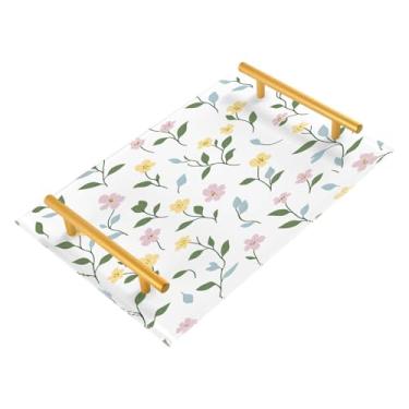 Imagem de Wassud Ramos floridos bandeja de banheiro com alças organizador de perfume de joias de acrílico para banheiro quarto cozinha balcão 30 x 20 cm