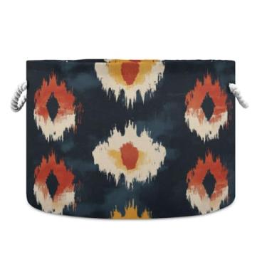 Imagem de WELLDAY Cesta de corda de algodão Ikat Pattern_2 cesta de lavanderia de bebê para sala de estar, lavanderia, berçário, travesseiros, decoração de casa