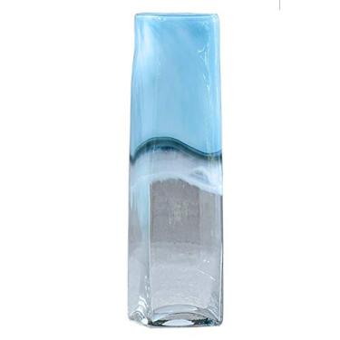 Imagem de YYBOES Vaso de vidro para decoração de vaso de flores, vaso de vidro leve e luxuoso, decoração de sala de estar, planta hidropônica, flor, irregular, gradiente, bugigangas, flores artificiais, V